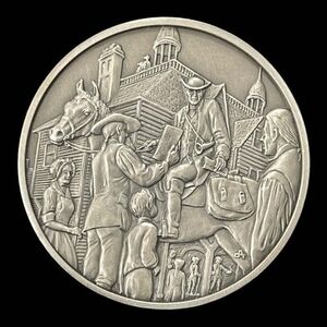 Franklin Mint History of Colonial America Pewter Medal Boston News-Letter VG